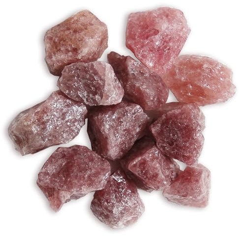 Cuarzo de Fresa Roja en Bruto, 500g Cuarzo de Fresa Roja Piedra Natural, Minerales en Bruto, Piedras Energeticas de Cuarzos Rosas, Gemas de cristal en bruto para curación y decoración