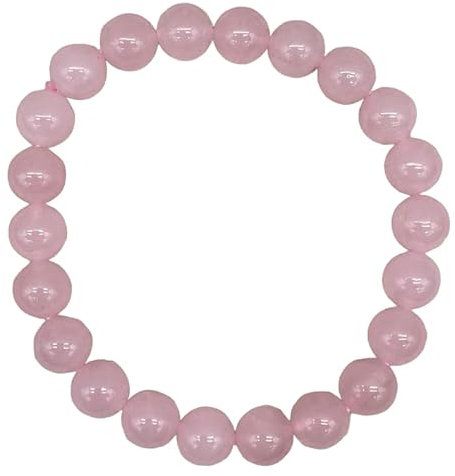 Bonheur de Lune - Bracelet Élastique pierre naturelle de qualité 8mm Protection Lithothérapie Bien Etre Bijou Hommes et Femmes Cadeau Spirituel (Quartz Rose)