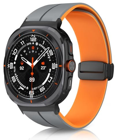 KeeFos Correa Compatible con Samsung Galaxy Watch Ultra 47mm (2025 2024), Magnética Banda Silicona Correas de Repuesto para Samsung Galaxy Watch 8 Ultra 47mm 2025 - Gris