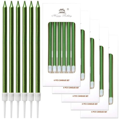 36 Stück Geburtstagskerzen Für Torte Mit Haltern Kerzen Geburtstag, Geburtstagskerzen Kinder, Kerzen Schwarze und Goldene, Geburtstagskerze, Tortenkerzen (Grün)