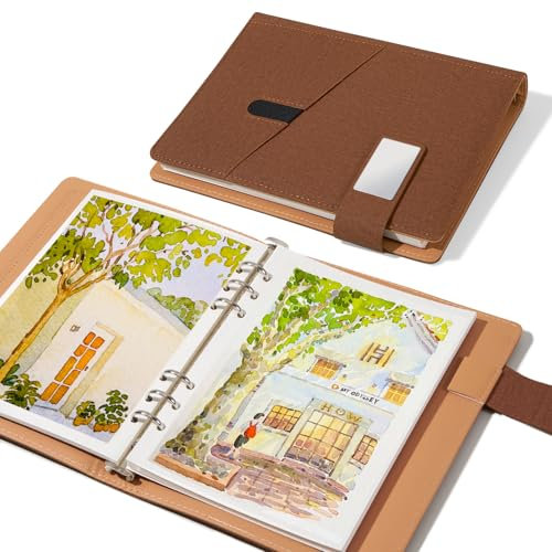 Lightwish Aquarell-Skizzenbuch, 100% Baumwolle, säurefreies Aquarellpapier, 300 g/m²/63,5 kg, kaltgepresst, Aquarell-Tagebuch für Künstler, Erwachsene, Studenten, 20 Blatt, 23,5 x 16,3 cm