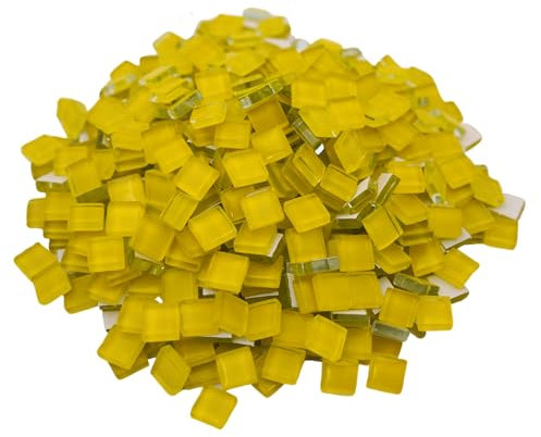 Yuvori Piastrelle quadrate per mosaico in cristallo, 0,5 kg, 1 cm, fai da te, per bagno, soggiorno, cucina, balcone (giallo)