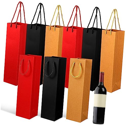 TOPBATHY 9 Pièces en Papier De Vin Rouge De Transport De Vin Portable De Bouteille De en Papier Sacs en Kraft pour Le De Fiançailles Sacs De Transporteurs De