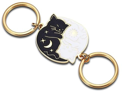 Visxcnu 2pcs Couples Gifts Cute Keychain for Boyfriend Girlfriend Good Friend Kawaii Cat Keyring Valentines Day Matching Couple Cute Stuff for Wife Husband Cat Lovers