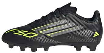 adidas Unisex Kinder F50 Club Firm Ground/Multi Ground Football Boots Kids, Core Black/Iron Metallic/Lucid Lemon, 30 EU