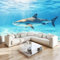 Bleu Papier Peint 3D Panoramique Requin Des Fonds Marins Tapisserie Mural Moderne Fresque, Poster Geant Mural, Pour Salon Chambre Fond Tv Style Déco 200 X 140 Cm