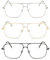FDGGT 3 Stück Metallbrille, Modische Und Einfache Brille, Dekorative Brille, Retro-Brille, Quadratische Brille