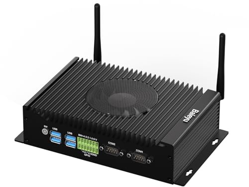 Baieyu Industrie Mini PC, Mini Computer Core i7-10810U, 16GB RAM 1TB SSD, 2 HD+DP Triple Display/WiFi 5/BT4.2/USB3.0/2*RS232/RS485 COM/GPIO, Industrie Mini Desktop PC unterstützt Linux/Ubuntu