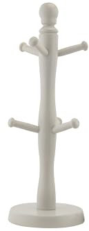 TOP SAVER Mug Tree Cup Holder Elegant Wooden Stand for Coffee Mugs & Tea Cups Stylish Space-Saving Beechwood Mug Holder with 6 Hooks (Grey)