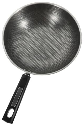 MOLUCKFU Edelstahl Pfanne Mit Honigwabenstruktur Leichte Bratpfanne Für Eier Und Steak Antihaftbeschichtung Kompatibel Mit Induktionsherden Langlebig Und Kratzfest