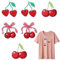 6PCS Iron on Patches Cherry Cute Fruit Patches for Clothes DIY Red Bow Patch Sew on Repair Crafts Accessories Gifts for Girls Women Clothing Jackets, Jeans, Hats (2.6×2.52 Inches)
