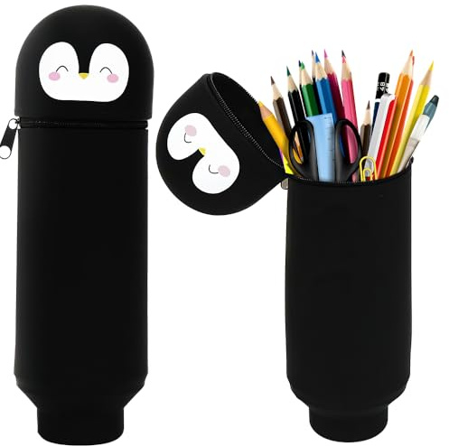 Lotvic 2 en 1 Trousse Scolaire en Silicone, Trousse Silicone Scolaire, pour Garçons Filles Etudiants