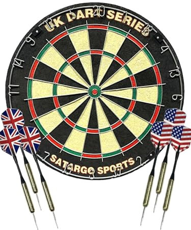 Professional Tournament Dartboard, Competition Quality Sisal Board with 6 Steel Darts