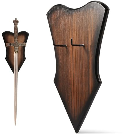 GWCYMYD Sword Plaque, Adjustable Wooden Wall Mounted Sword Rack with Hooks and Screws, Katana Wall Mount for Bow Medieval Sword Dagger Axe (S)