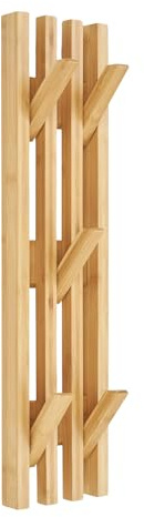 Dezain® Home - Wandgarderobe Ember – Garderobenleiste mit 5 Garderobenhaken – Garderobenpaneel aus Bambus – Kleiderhaken-Garderobe für Jacken, Taschen & Accessoires – 9,5 x 14 x 60 cm