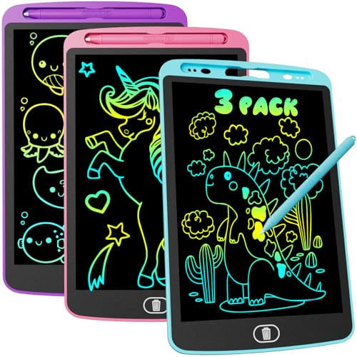Electight LCD Schreibtafel für Kinder 10 Zoll, 3 Stück Löschbar Zaubertafel | Augenschutz Elektronisch Maltablett, Tragbar Mal Tablet, Reisegeschenk und Lernspielzeug für Kinder ab 3 Jahre