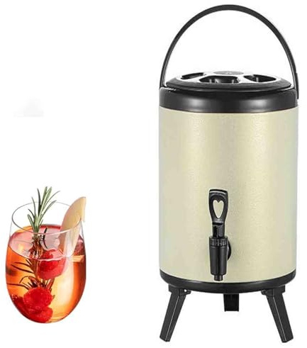 GYYFQH Isolierter 8-Liter-Behälter mit Zapfhahn Edelstahl-Thermoskanne Kaffeemaschine geeignet für Kaffee Tee oder Glühwein tragbarer Kühler(Ivory White,6L)