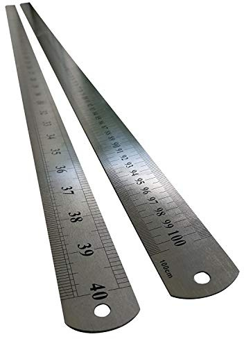 HAND Get Solides, präzises markiertes doppelseitiges Stahllineal, 1 Meter, 100 cm, 2 Stück
