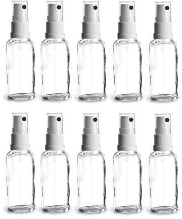 10 x Klarglasflaschen / Sprühflaschen 30 ml inkl. Pumpzerstäuber / Sprühkopf weiss DIN 18 mit transparenter Schutzkappe / Klarglasflasche / Klarglas / Sprühflasche / Zerstäuber / Spraykopf *Apothekenqualität, gefertigt nach dem Europäischen Arzneibuch*