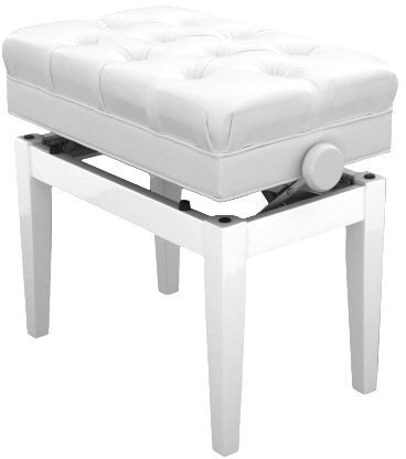 Symphony Adjustable Cushion Seat Piano Bench Stool with Storage - Polished White (FS311PWH)