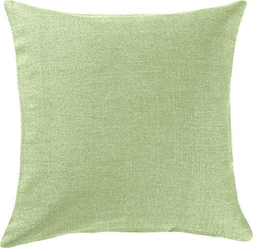 Erwin Müller Deko-Kissenhülle, Kissenbezug Uni, Krefeld lindgrün Größe 40x40 cm - fleckabweisend, schmutzunempfindlich und leicht zu reinigen, Leinen-Optik (weitere Farben)