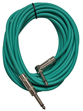 Seismic Audio SAGC20R-Green Green 20-Feet Right Angle to Straight Guitar Cable