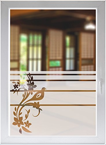 INDIGOS UG Fensterfolie Fensterbild Sichtschutzfolie Glasdekor Ornament satiniert Blickdicht - 500-2000 mm - Dekoration Sonnenschutz Folie - Glasdekorfolie - selbstklebend - matt
