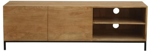 Meuble TV Industriel en Bois manguier Massif et métal L145 cm YPSTER