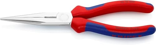 Knipex Pinza per Meccanica - con Becchi Mezzotondi con Tronchese (Pinza a Becchi di Cicogna) Cromata, Rivestiti in Materiale Bicomponente 200 Mm (Confezione Self-Service/Blister) 26 15 200 Sb