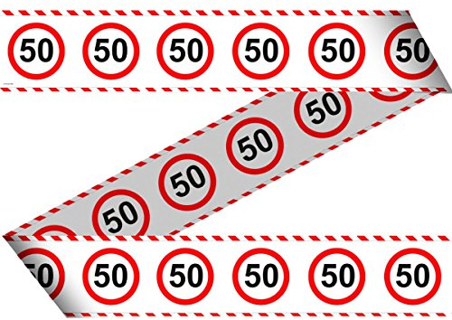 Folat SCH-5425 Party-Absperrband VERKEHRSSCHILD 50 / 15m