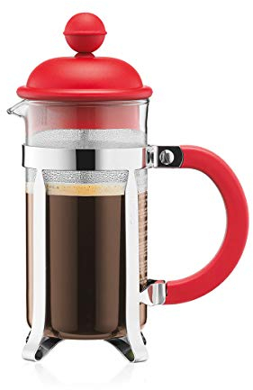 Bodum CAFFETTIERA Kaffeebereiter (French Press System, Permanent Edelstahlfilter, 0,35 liters) rot