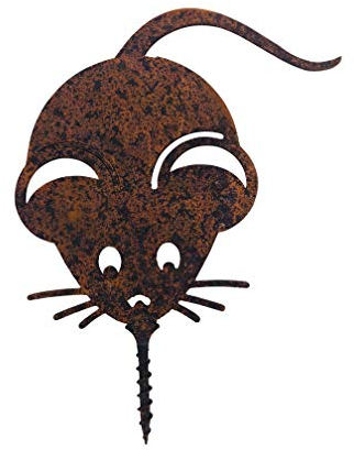 ecosoul Gartendeko Maus mit Dorn Baumtier Metall Rost Deko Baumstamm