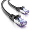 deleyCON 0,25m Cable de Red CAT7-10 Gigabit - Cable de Conexión RJ45 Cable Ethernet (Cobre, Blindaje SFTP PiMF) - para Highspeed LAN DSL Switch Modem Router Patchpanel CAT7 CAT6 CAT5 - Negro