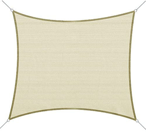 Outsunny Voile d'ombrage rectangulaire 3 x 4 m polyéthylène Haute densité Protection UV avec Sac de Rangement - Coloris crème