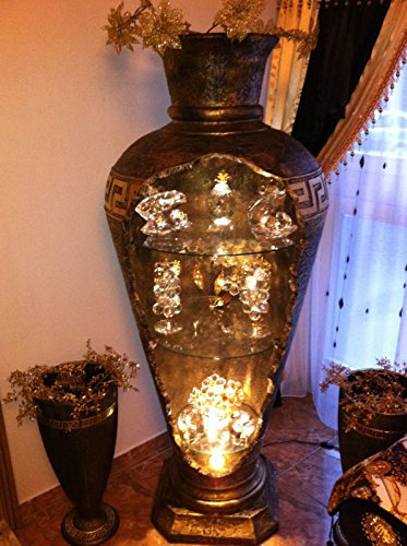 Vitrine Amphore Vase Vasen mit Licht Regal Glasregal Bodenvase 6851 mäander