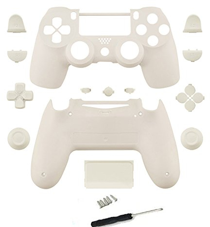 Replacement Full Housing Shell Case Cover con botones Kit Mod para PS4 Pro Slim para Sony PlayStation 4 DualShock 4 PS4 controlador inalámbrico Slim Pro – blanco