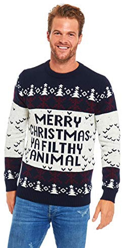 U LOOK UGLY TODAY Unisex Men's Ugly Christmas Jumper Funny Santa Reindeer Elf Xmas Sweater Top - Ho Ho Home Alone, XXL