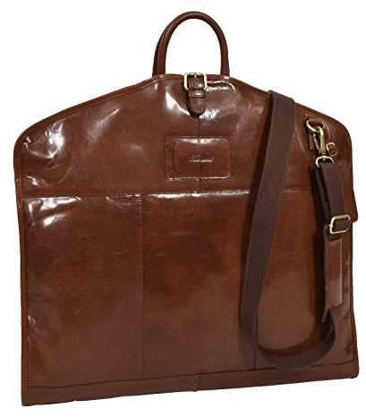 House of Leather Luxus Leder Anzugträger Schlank Reise Kleidersack Keswich Kastanie