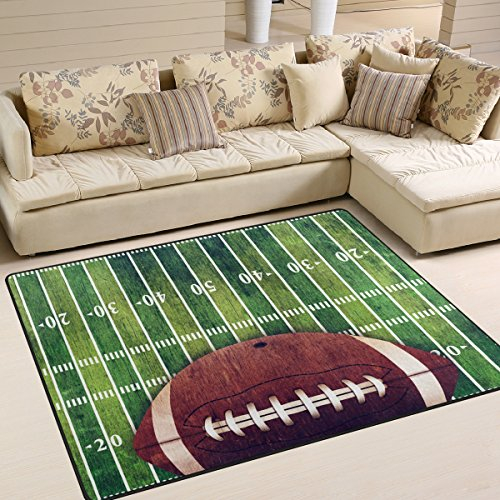 Use7 Teppich im Retro-Stil, Motiv: American Football, für Wohnzimmer, Schlafzimmer, 160 x 122 cm