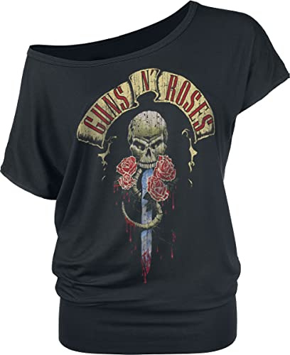 Guns N' Roses Dripping Dagger Femme T-Shirt Manches Courtes Noir Large