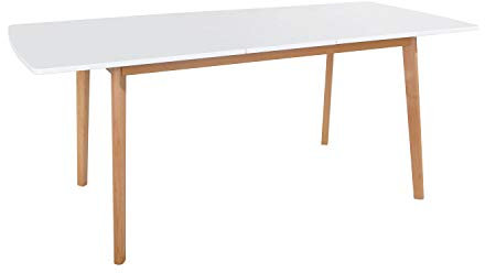 Happy Garden Mesa Extensible Helga 120/160cm Blanco. Mesa de Comedor Rectangular de Estilo escandinavo para 4 a 6 Personas.