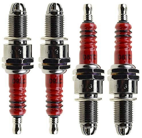 WOOSTAR Zündkerzen D8TC mit 3 Electrode Ersatz für 4 Takt 125ccm 150ccm 200ccm 250ccm ATV Dirtbike Go Kart Moped Roller Packung mit 4 Stück