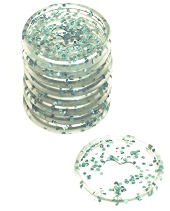Craftelier - Plastik Glitter Scheiben Ringe M für Scrapbooking Bindung für Planer, Agenden, Notizbücher oder Alben | Packung mit 9 Stück 35mm Durchmesser - Glitter Türkis Farbe