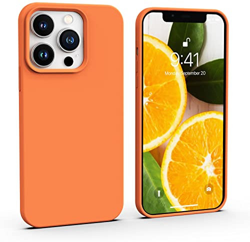IceSword iPhone 13 Pro Max Case - Liquid Silicone Slim Protective Phone Case Cover, Soft Anti-Scratch Microfiber Lining, Matte Bright Orange Citrus Fruit Carrot Cute, 6.7inch 13PM