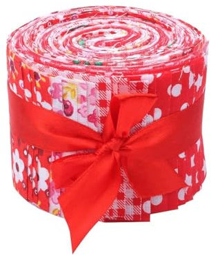 CraftsFabrics 20 Stück 6,1 cm vorgeschnittene Gelee-Rollen, Stoff, 100 % Baumwolle (6,1 x 106,7 cm) (für Quilten, Scrapbooking, Kunst und Handwerk, DIY-Projekte) (rot)