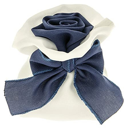 12X Sacchetto portaconfetti con ROSA e fiocco BLU bomboniera