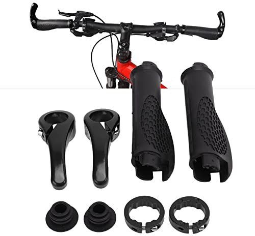 Buachois 1 Paar Fahrradgriffe Schwarz MTB Griffe Lenkergriffe, Double Lock-on Rutschfester Gummi Lenker Griff Schutz, Fahrradlenker Handgriffe für 22mm Bike Fahrrad BMX Griff