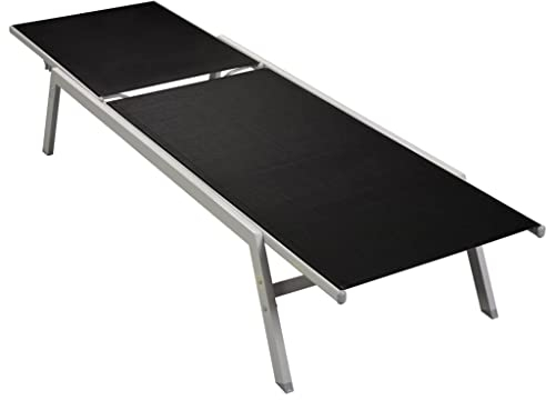 Chenshu Sonnenliege, Gartenliege, Liegestuhl, Sonnenstuhl, Sonneninsel Outdoor, Liegen, Gartenmöbel, Bäderliege, Relaxliege, Stahl und Textilene Schwarz
