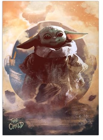 Displate Offiziell Star Wars MetallPoster Magnetische Befestigung Inklusive Lizenziert Bilder Hochwertiges Poster Star Wars - Mandalorian Characters - The Child Poster 45 cm x 32 cm