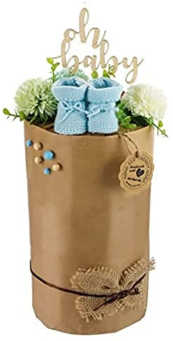 Öko Windeltorte ECO FRIENDLY aus Bio Windeln | Premium Geschenk zur Geburt | nahezu Plastikfrei* (L, himmelblau)